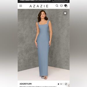 Azazie Flori bridesmaids dress (0) (dusty blue)